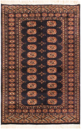 handmade Geometric Bokhara Blue Blue Hand Knotted RECTANGLE 100% WOOL area rug 4 x 6